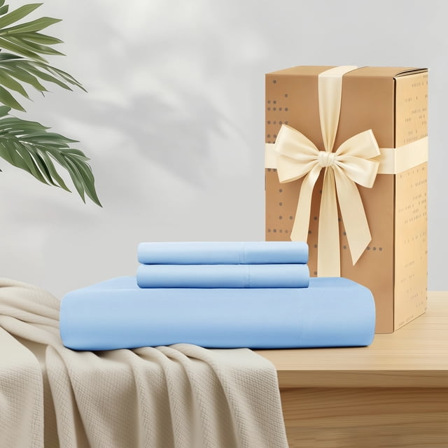 Regency Heights Juego de Sábanas Dobles Ropa de Cama Suave y Sedosa de 2 Piezas, Azul Hielo