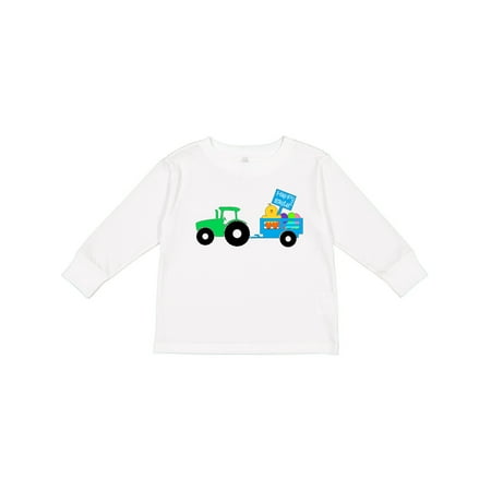 

Inktastic Happy Easter Cute Chick and Green Tractor Gift Toddler Boy or Toddler Girl Long Sleeve T-Shirt