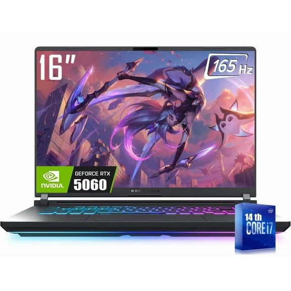 ASUS ROG Strix G16 Gaming Laptop, 16" 1920 x 1200 FHD  165Hz Display, 14th Gen Intel 16-Core i7-14650HX, NVIDIA GeForce RTX 5060 8GB GDDR7, RGB Backlit KB, Win11 Home(16GB DDR5 * 1TB SSD)