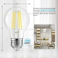 thumbnail image 3 of LED A19 Dimmable Light Bulbs 100W Equivalent, Vinta E26 Edison Bulbs 8W 1200LM, 5000K Daylight White, Clear Antique LED Filament Bulb for Home, Bathroom, 6-Pack, 3 of 5