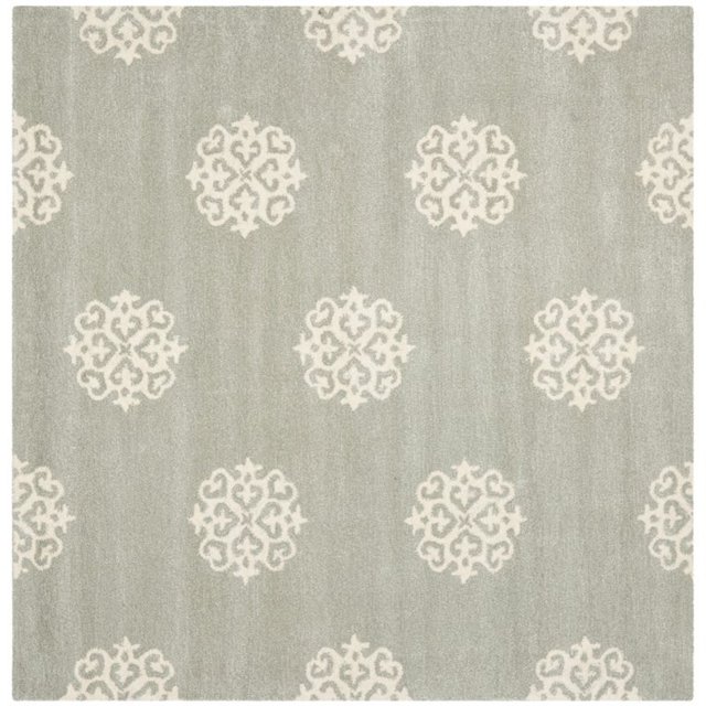 Safavieh Soho Collection SOH724C Handmade Grey and Ivory Wool Square Area Rug, 6 feet Square (6' Square)