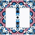 thumbnail image 6 of Metal Light Switch Plate Cover Mauve Blue Mandala Flower Tile Pattern MDL118, 6 of 13
