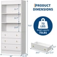 thumbnail image 5 of Garvee 6 Tier Bookshelf with 3 Drawers, Double Waved Design, White, 5 of 8