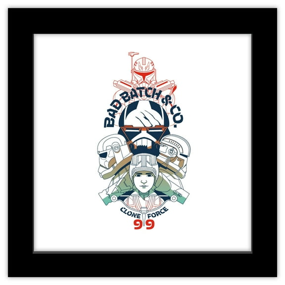Gallery Pops Star Wars: Bad Batch - Clone Force 99 Badge Wall Art, Black Framed Version, 12" x 12"