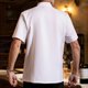thumbnail image 4 of Blusa y camisa de manga corta con cuello alto para hombre, color liso, transpirable, para chef, con botones y botones, de poliéster., 4 of 6