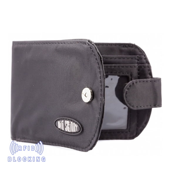 Big Skinny Women's RFID Blocking Taxicat Bi-Fold Slim Wallet, Holds Up to 25 Cards, Black
