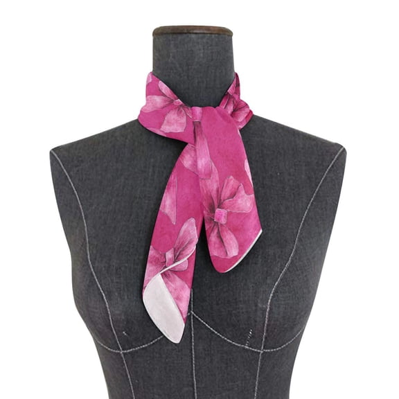 Square Scarf 24x24 Inch Watercolor Beautiful Pink Bows Pattern Silky Satin Sun Protection Neck Scarf for Women Multi-Purpose Head Wrap Bandana for Hair Bag Decoration