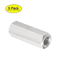 Uxcell M6 x 1.0-Pitch 30mm Length 304 Stainless Steel Metric Hex Coupling Nut, 5-Pack