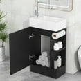 thumbnail image 3 of Glavbiku Bathroom Vanity with Sink & Ceramic Top,2 Tier Shelf,Toilet Rolls Holder,18.6" W,Black, 3 of 12