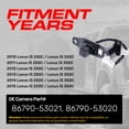 thumbnail image 3 of Master Tailgaters Replacement for Lexus IS 250C/350C (2010-2015) Backup Camera OE Part # 86790-53020, 86790-53021, 3 of 7