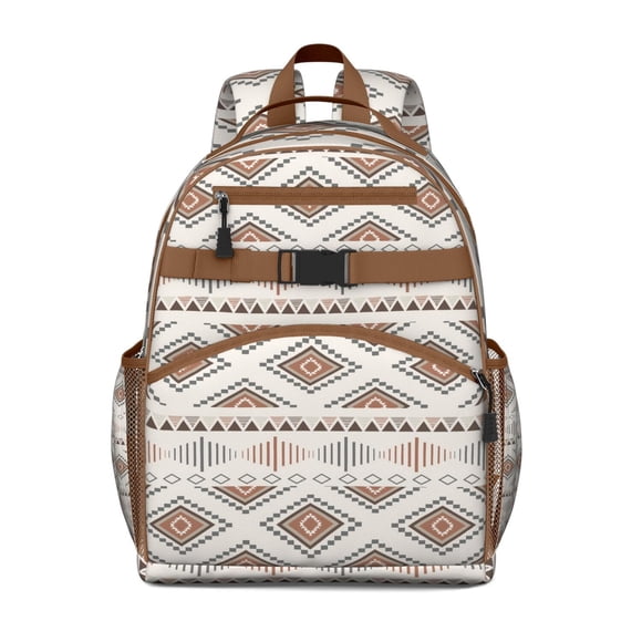 Sac à Dos Scolaire Floral Rétro Bohème Abstrait avec Sangle de Poitrine, Artistique et Léger