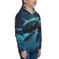 thumbnail image 3 of Rateoe Vintage Blue Pattern Whale Pattern Boys Hoodie, Youth Pullover Hooded Sweatshirt, Kangaroo Pocket Hoodie for Kids-X-Large, 3 of 6