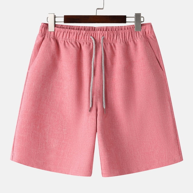 pstuiky Hombres bajos, Pantalones cortos deportivos informales de verano para hombre, con bolsillos y cordón, de cintura media Pantalones cortos para correr para hombre