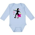 thumbnail image 3 of Inktastic Girl Playing Soccer- Pink and Yellow Stars Girls Long Sleeve Baby Bodysuit, 3 of 5