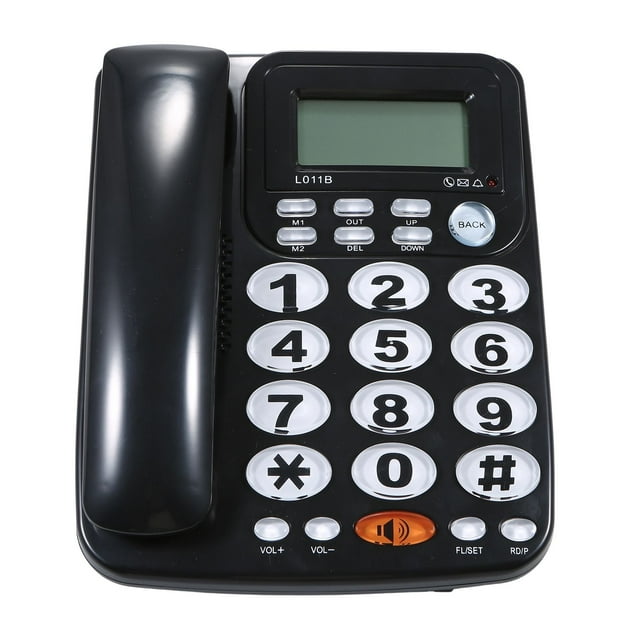 Teléfono de Teléfono fijo con cable de escritorio de Oficina Con Botones Grandes Llamadas Manos Libres Brillo de Pantalla Ajustable Blackus Línea Telefónica