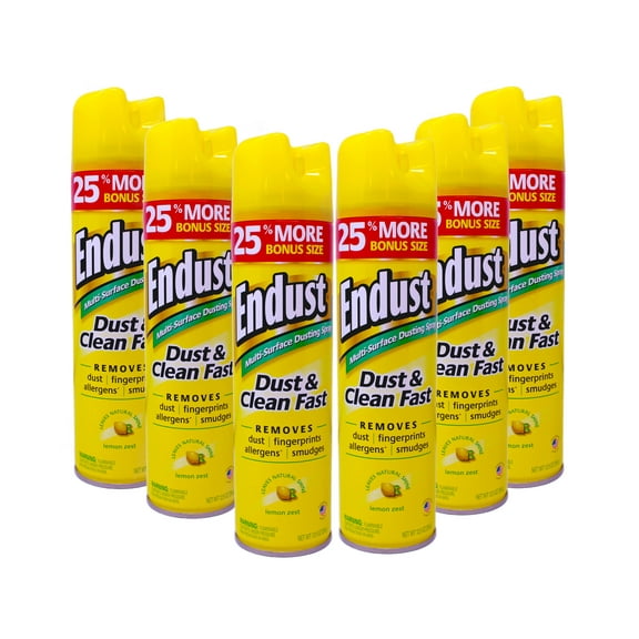 Endust Multi-Surface Dusting & Cleaning Spray, Lemon Zest 12.50 oz (Pack of 6)