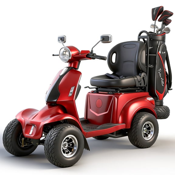 Xlluproid 2-in-1 Electric Golf Cart &Mobility Scooter for Adult,Heavy Duty Electric Golf Carts with Rear Lockbox & Golf Cart 1000W Motor, 4 Fat Tires,Red