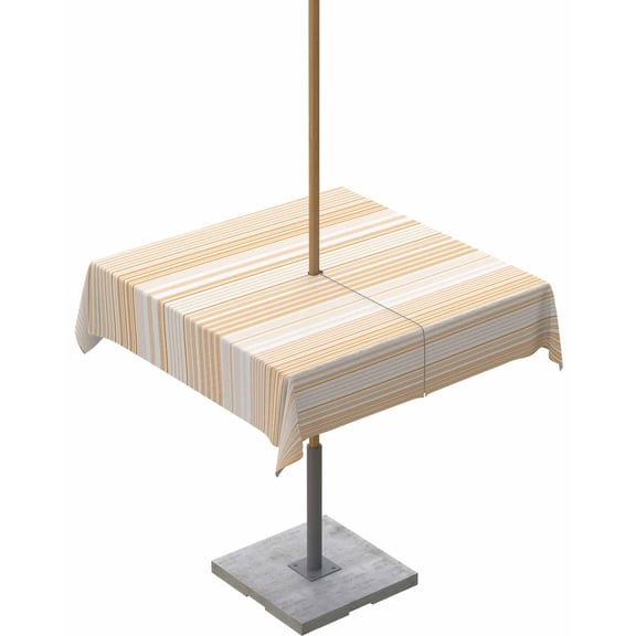 nqOlkjepod Orange Stripe Outdoor Tablecloth with Umbrella Hole & Zipper, Abstract Art Modern Vertical Striped Square Table Cover 54x54 Inch, Dining Waterproof Table Cloth Protector for Patio/Party