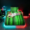 thumbnail image 5 of Manfei Pixel Vertical Streak Twin Sheets, Green Block Bedding, Green Black, Black Reversible 3 Pieces1 Flat Sheet + 1 Fitted Sheet + 1 Pillowcase, 5 of 6