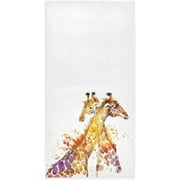 Bestwell Splashed Couple Love Giraffe Soft Highly Absorbent Guest Home Decor Hand Towels Multipurpose for Bathroom, Hotel, Gym and Spa (16 x 30 Inches,White)
