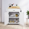 thumbnail image 4 of Gymax Rolling Kitchen Island Utility Kitchen Cart Storage Cabinet w/ Spice Rack White, 4 of 10