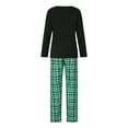 thumbnail image 5 of Christmas Family Pajamas Matching Set, Long Sleeve Tree Print T-shirt with Plaid Pants Sleepwear Loungewear, 5 of 10