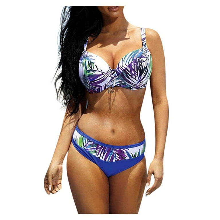 Women's Bathing Suits Plus Size Top Large Cup With High Waisted Bottom  Bikini Set Swimwear Swimsuit 