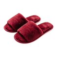 thumbnail image 2 of XFeng Women’s Open Toe Fuzzy Slide Slippers, Solid Faux Fur Soft Plush House Slippers, Non‑Slip Indoor Bedroom Slippers, 2 of 3