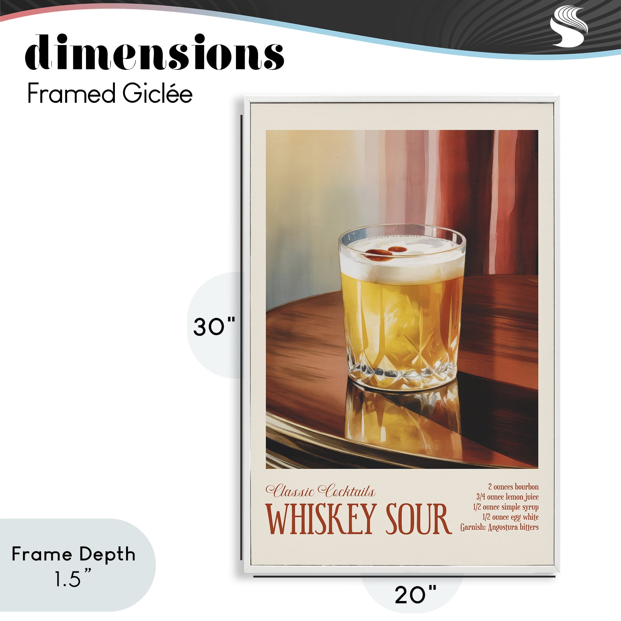 Stupell Industries Whiskey Sour on Table White Framed Giclee Art, design by Andreas Magnusson