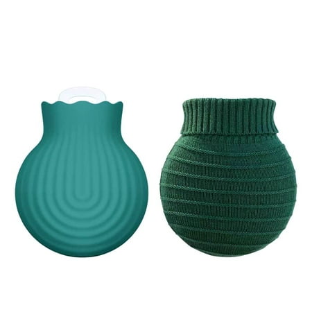 TureClos Microwave Heating Hot Water Bag with Knit Cover Warm Bottle Women Kids Hand Warmer, Green, S