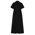 thumbnail image 3 of cocolona Womens Summer Long Dress Casual Loose Pleated Flowy Maxi Dress Lapel Button Short Sleeve Beach Sundress with Pockets, 3 of 6