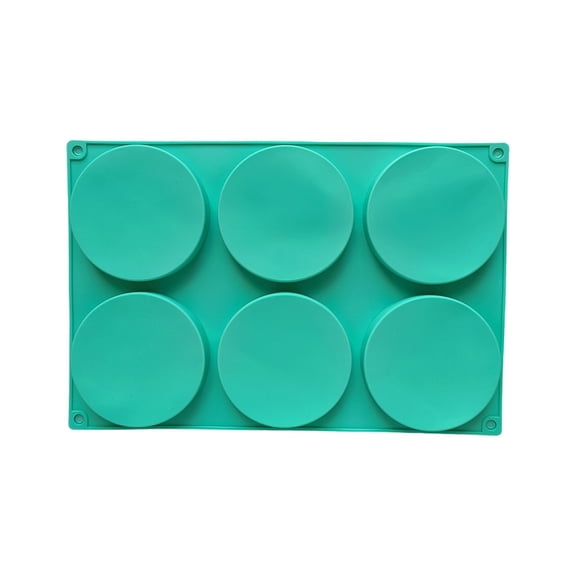 6 Cavity Round Silicone Baking Mold, Food Grade Flexible Non-Stick Dessert Mold, Reusable Oven Freezer Safe Silicone Tray for Cookie Fondant Jelly Cake DIY Home Baking, 1 Pc