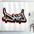 thumbnail image 1 of Ambesonne David Shower Curtain, Scribbling Boys Name, 69"Wx84"L, Vermilion White, 1 of 3