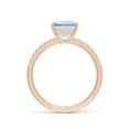thumbnail image 2 of ANGARA Natural Emerald-Cut 2 ct Aquamarine Engagement Ring with Diamonds in 14K Rose Gold for Women (Size-9x7mm) | March Birthstone, Anniversary, Jewelry Gift for Women | Natural Aquamarine Ring, 2 of 9