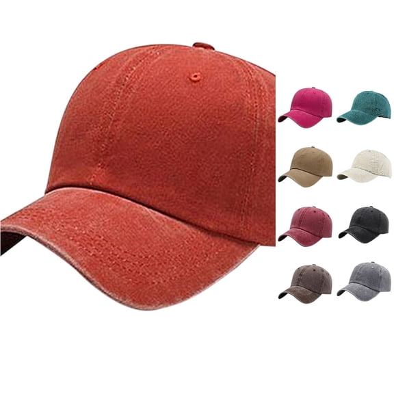 LiuXxxx Women Casual Washed Pure Solid Light Baseball Cap Adjustable Unstructured Sun Hat Breathable Outdoor Daily Headwear Orange