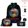 thumbnail image 3 of Roblox mochila de impresión Digital 3D de tres piezas, bolsa de almuerzo, estuche de lápices, cremallera a todo color, regalo escolar, 3 of 3