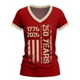 thumbnail image 4 of MEICHEN Women's America 250th Anniversary Short Sleeve V Neck T Shirt Summer 1776-2026 Blouse Top Patriotic Graphic Tee, 4 of 7