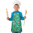 thumbnail image 2 of Green Christmas Snowman Pattern Kids Aprons for Girls and Boys,Adjustable Neck Strap Toddler Aprons for Kids Cooking Baking, 2 of 7