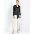 thumbnail image 3 of INSPIRE CHIC Women's Irregular Dotted Work Long Sleeve Tie Neck Blouse, 3 of 6