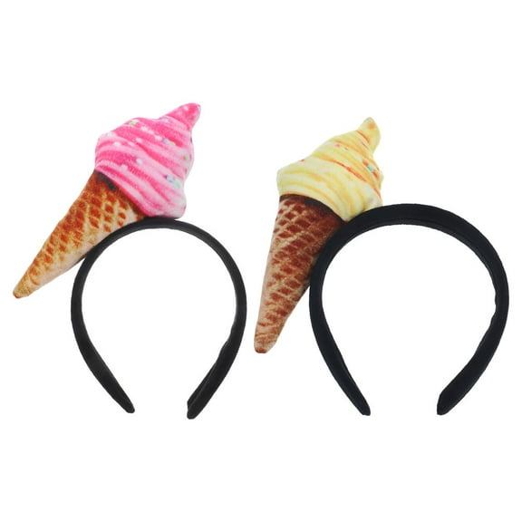 WORGEOUS  2 PCS Women Cute Funny Headbands Makeup Hair Ice Cream Party Headpiece