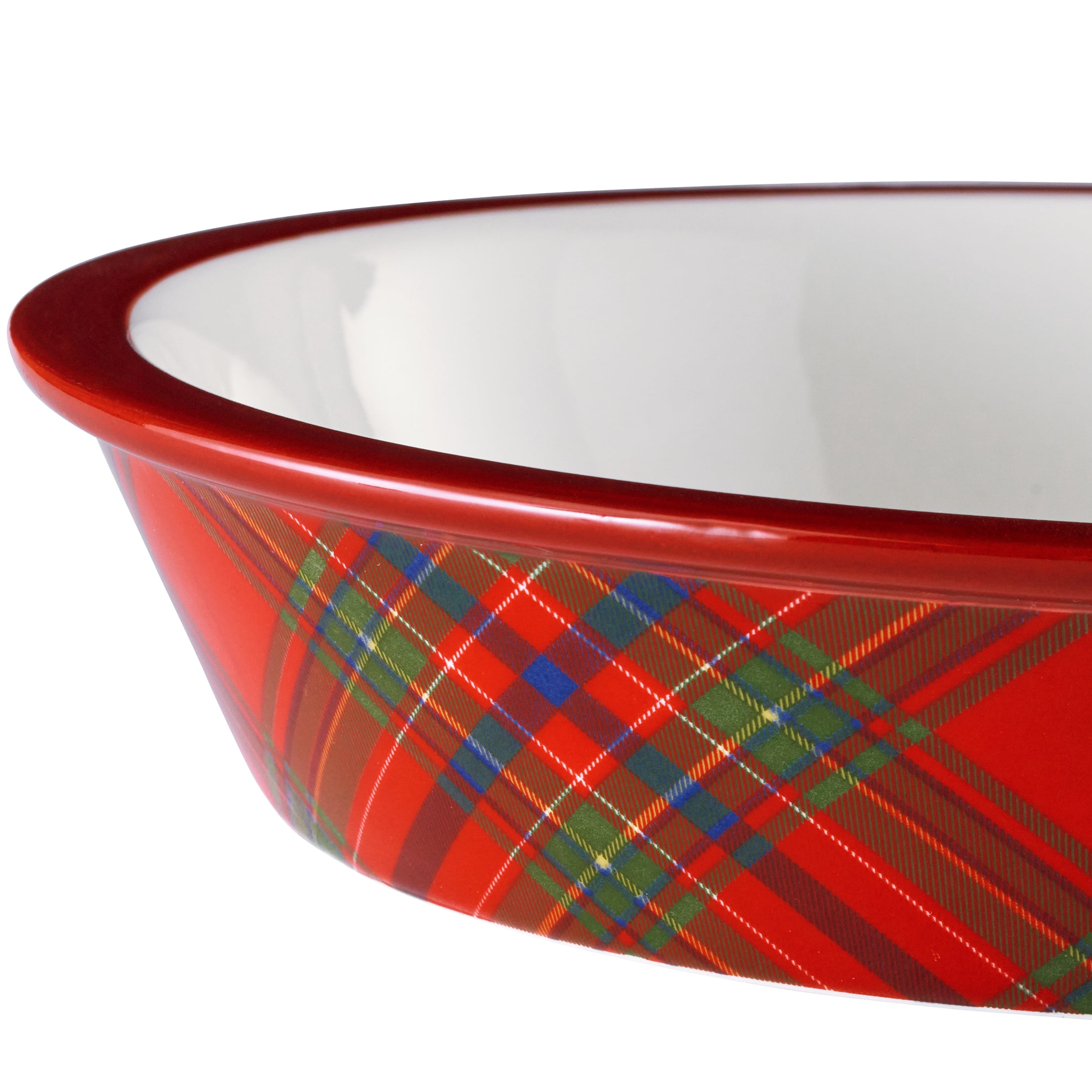 Better Homes & Gardens Holiday Plaid 10-inch Stoneware Pie Dish, Microwave and Dishwasher Safe