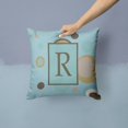 thumbnail image 2 of Carolines Treasures CJ1013-RPW1414 Monogram - Initial R Blue Dots Indoor & Outdoor Decorative Fabric Pillow - 14 x 14 in., 2 of 4