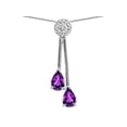 thumbnail image 2 of Star K� Double Drop Pear Shape Ball Bar Genuine Amethyst Pendant Necklace, 2 of 9