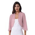 thumbnail image 2 of iiniim Women's 3/4 Sleeve Open Front Soft Chiffon Shrug Cardigan for Evening Dress Size S-3XL Dark Pink 3XL, 2 of 7