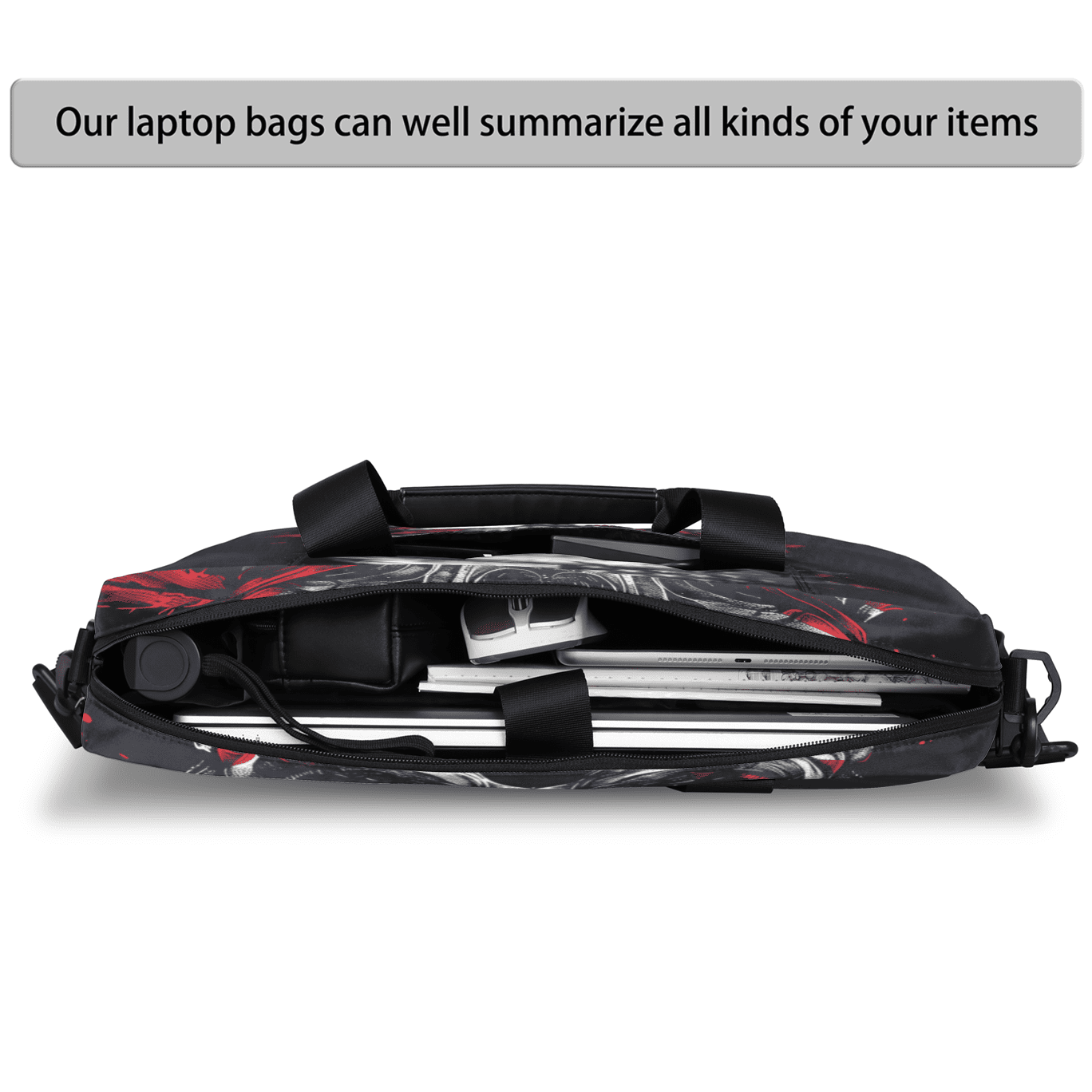 Herdesigns Funny Skull Skeleton Laptop Bag for Women Men, Computer Case Briefcase Messenger Bags, 15-15.6 inch Laptop Sleeve Shoulder Bag