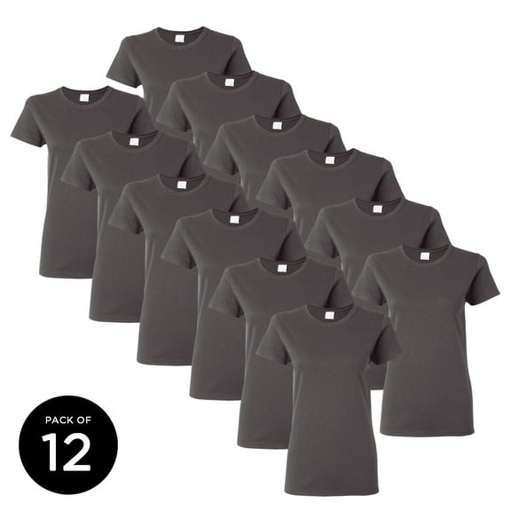 Women Charcoal T-Shirts Gildan Short Sleeve Basic Shirts - S M L XL 2XL 3XL - Single Shirt OR Pack of 6 OR Pack of 12 Gift for Mom Tee