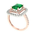 thumbnail image 2 of 2.62 ctw with Simulated Diamond Halo Accents Anniversary Ring for Women | Emerald Cut Simulated Emerald | Hyperallergenic Solid 14K Rose/White Gold, 2 of 5