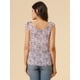 thumbnail image 5 of INSPIRE CHIC Blusa floral sin mangas de gasa con correa de decoración de pajarita sin mangas para mujer Lavanda L, 5 of 6