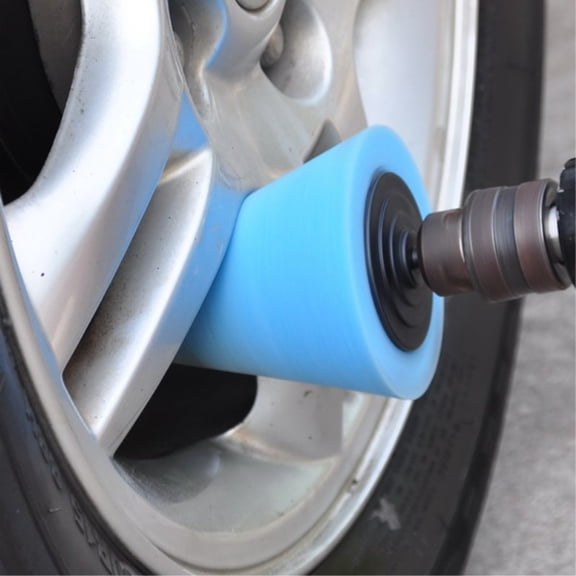 Fmxomd Polishing Cone, Car Wheel Hub Drill Buffing Sponge, Polishing Ball, 1 Pack Car Buffers and Polishers, Attaches to Standard Household Drill, Blue