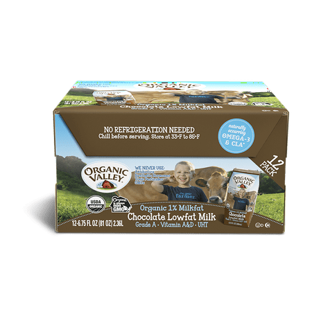 Organic Valley 1% Lowfat Single-Serve Chocolate Milk, 12